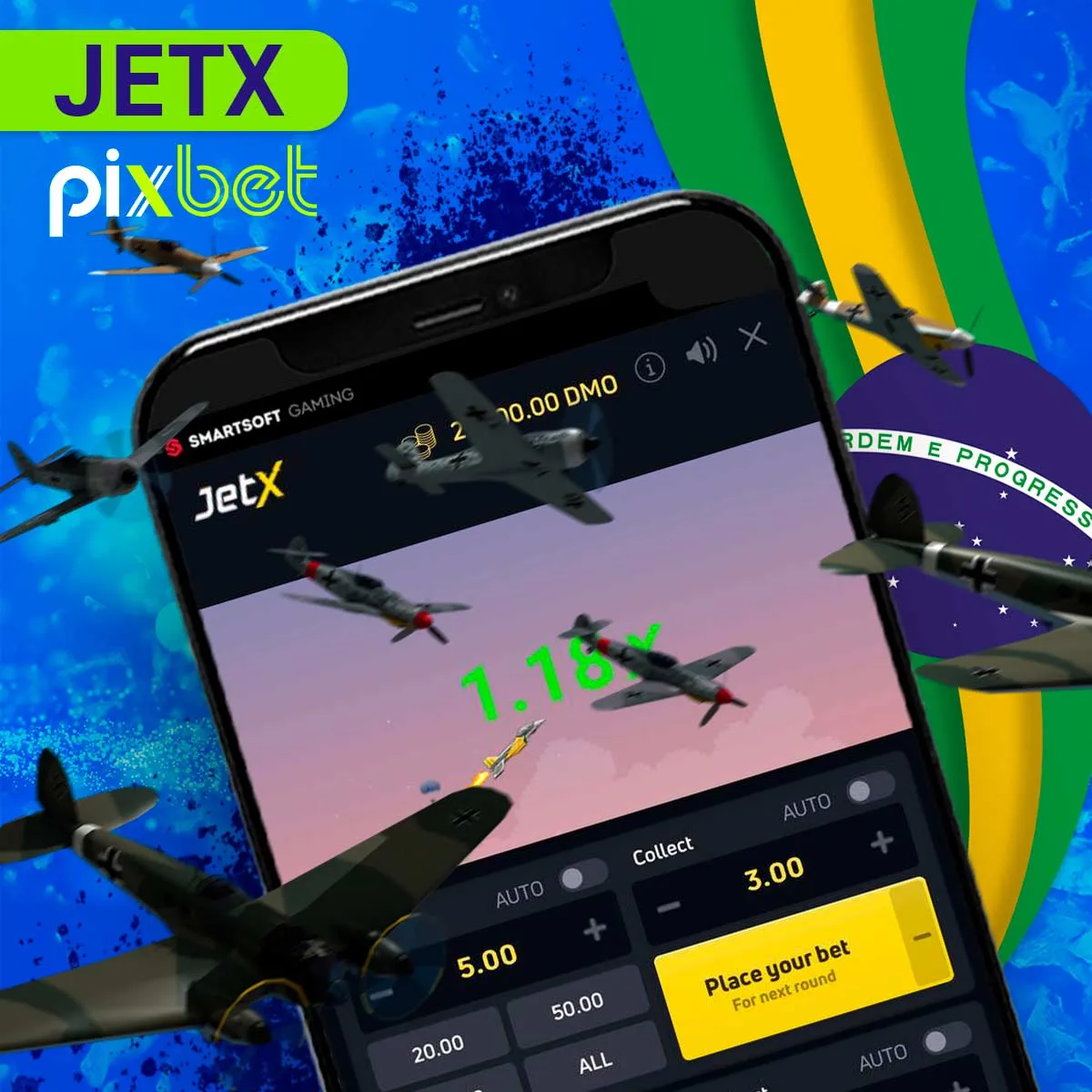 Jogo popular JetX no aplicativo móvel Pixbet no Brasil