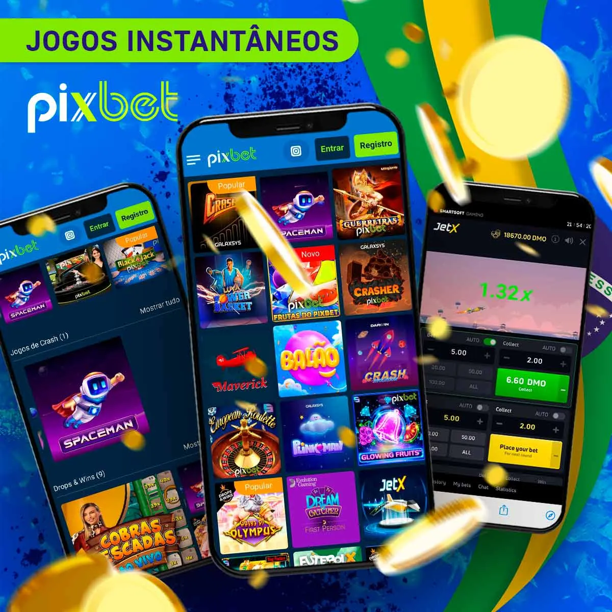 Jogos instantâneos na casa de apostas Pixbet no Brasil