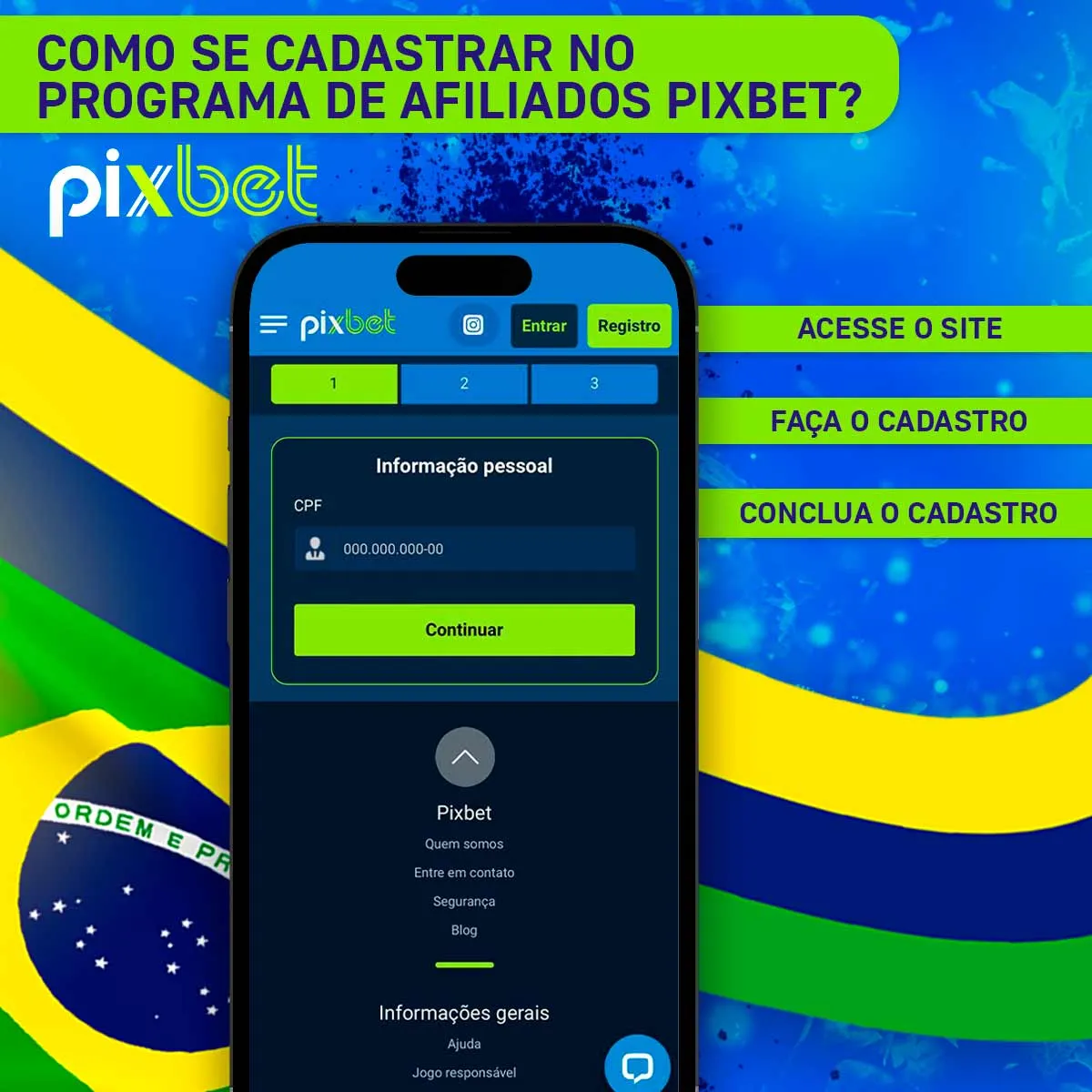 Como registar-se no programa de afiliados de Pixbet no Brasil
