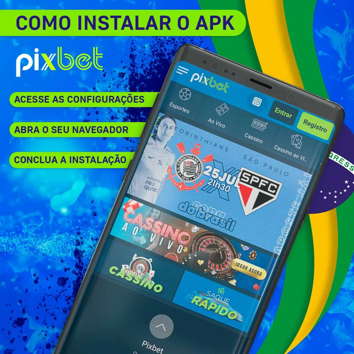 Instruções sobre como permitir a instalação da aplicação móvel Android na casa de apostas Pixbet no Brasil