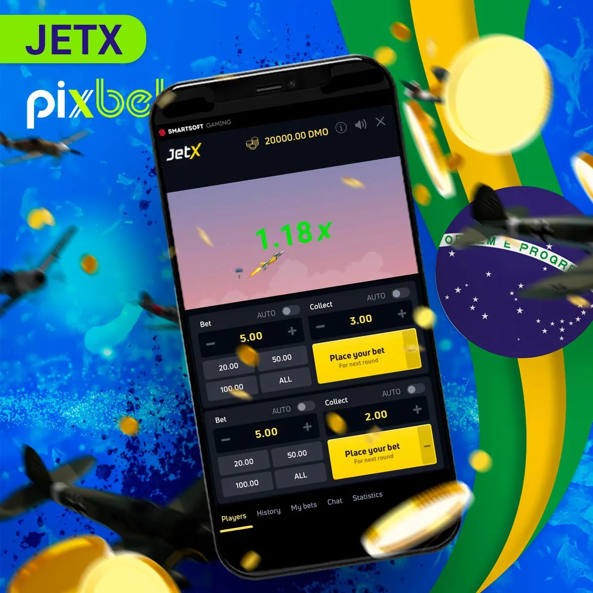 Jogo popular JetX na casa de apostas Pixbet no Brasil